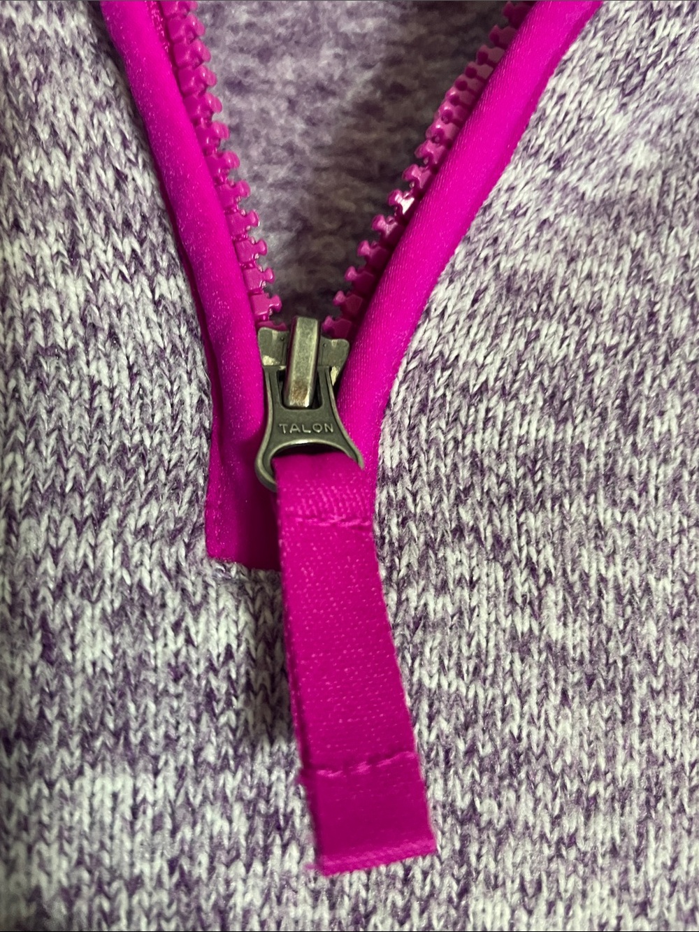 Lands' End Women's Lavender Heather Quarter-Zip Fleece with Pink Trim - Picture 9 of 10